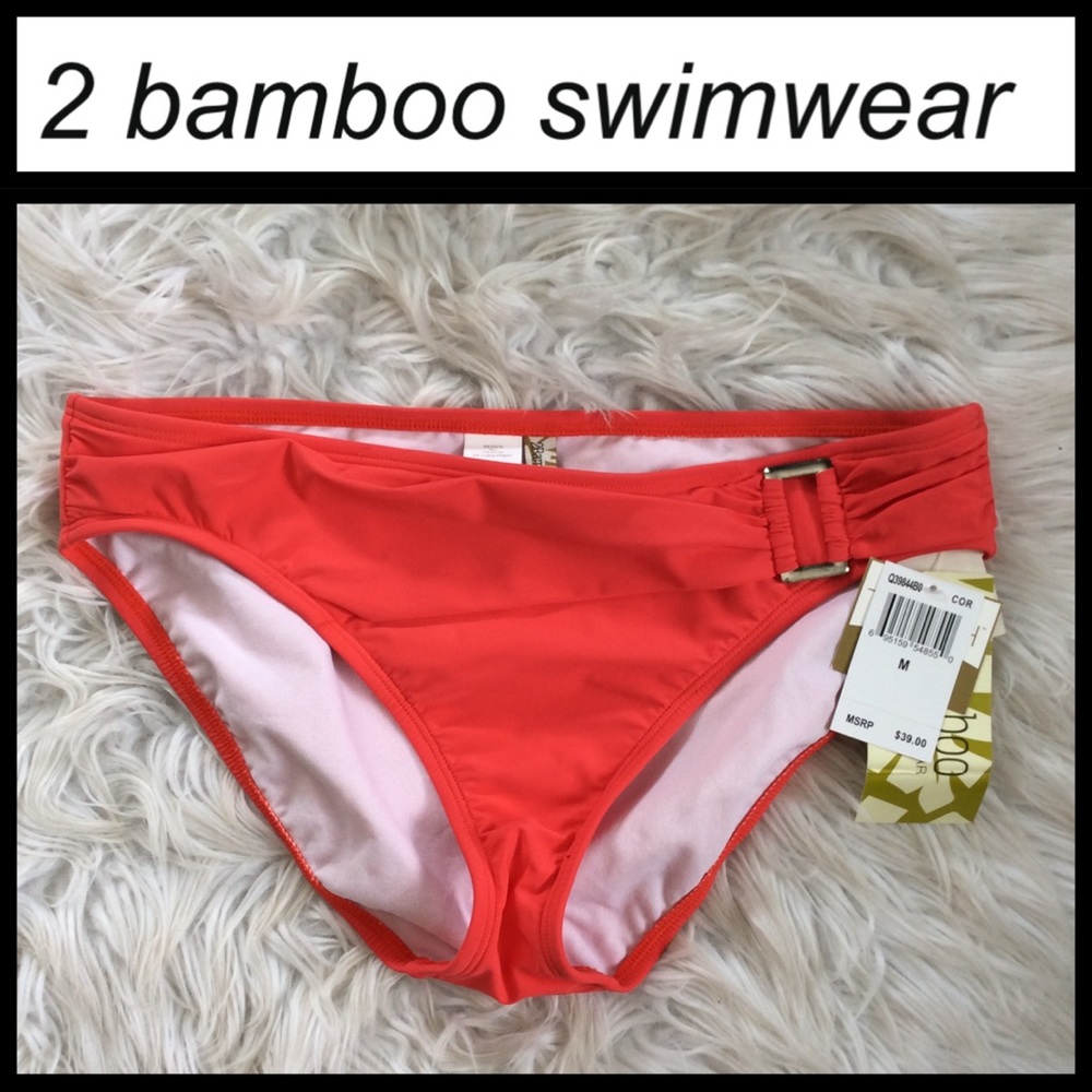 NWT 2 Bamboo Sunset Sash Hipster Bikini Bottoms